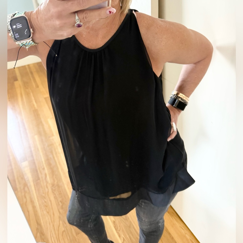 Lola & Sophie Black Chiffon Swing Tank Top – Size M – NWT